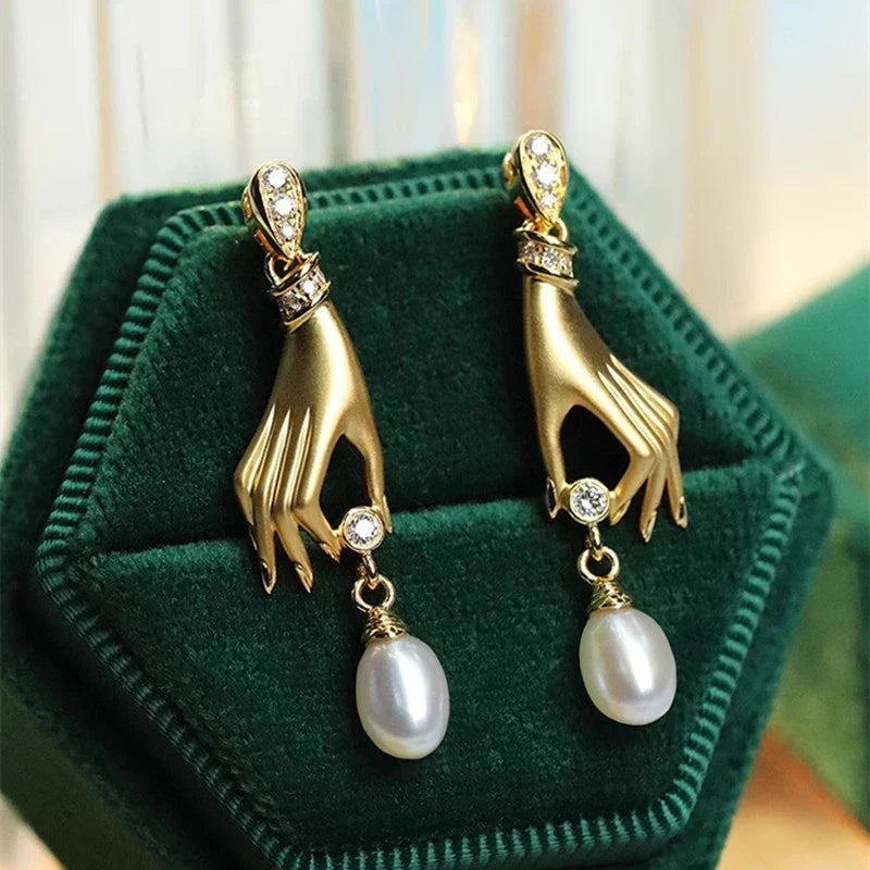 Imitation Pearl Dangle Earrings - Trendy Statement Jewelry for Women