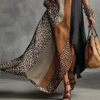 Women Patchwork Animal Print Elegant Party Dresses 2026 Spring Halter Split Hem Long Dress Summer Sleeveless Vacation Maxi Dress by Adornity