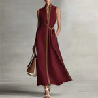 Casual Sleeveless V Neck A-Line Maxi Dresses Woman 2026 Spring Sexy Contrast Striped Print Long Dress Summer Vacation Boho Dress by Adornity