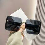 Black Square Sunglasses – Korean Style Classic Big Shades with UV Protection by Adornity