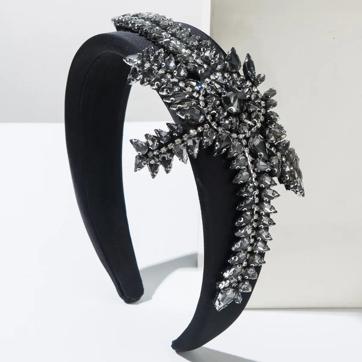 Diamond Bow Headband - Flannel Fabric Rhinestone Band