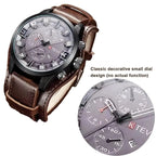 Retro Men's Watches High-end Luxury Man Watch PU Leather Strap Date Business Quartz Watch Big Dial Military tactical Wristwatch by Adornity