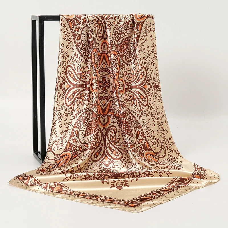 Silk Square Scarf - Lightweight Satin Hijab Wrap & Fashion Neckerchief