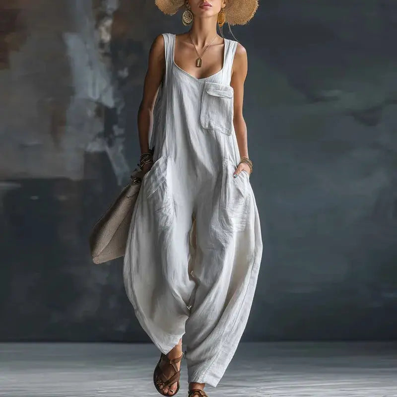 Women's Jumpsuits and Rompers 2026 Spring Sexy Square Collar Backless Chic Playsuit Summer Sleeveless Wide Leg Trousers Overalls by Adornity