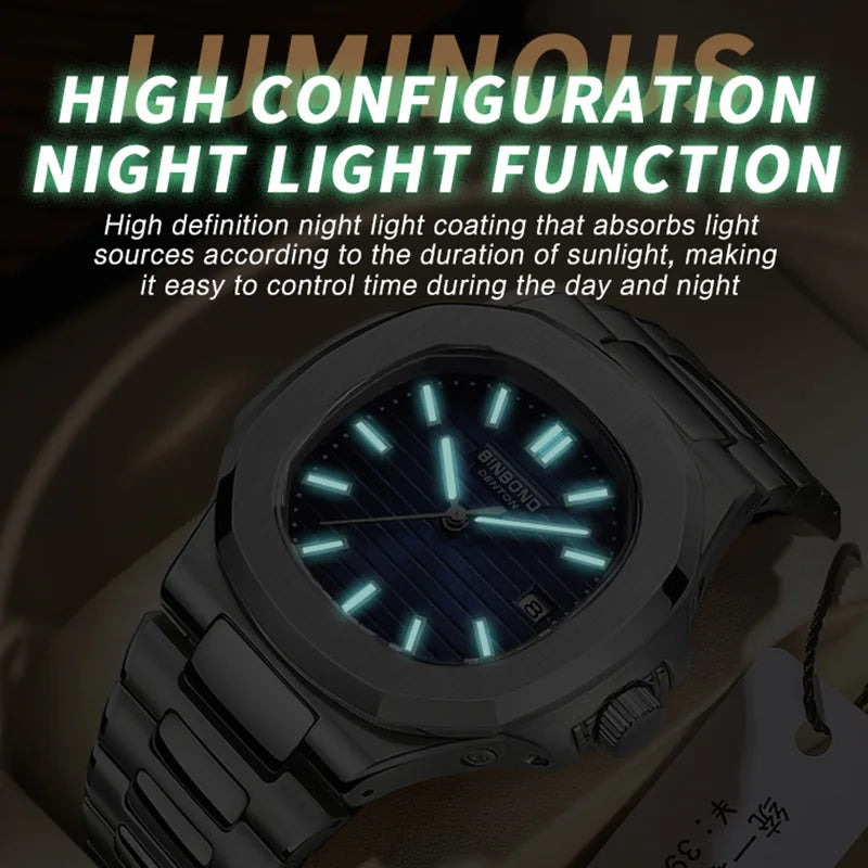 Luxury Stainless Strap 30M Waterproof Luminous Men Quartz Watches