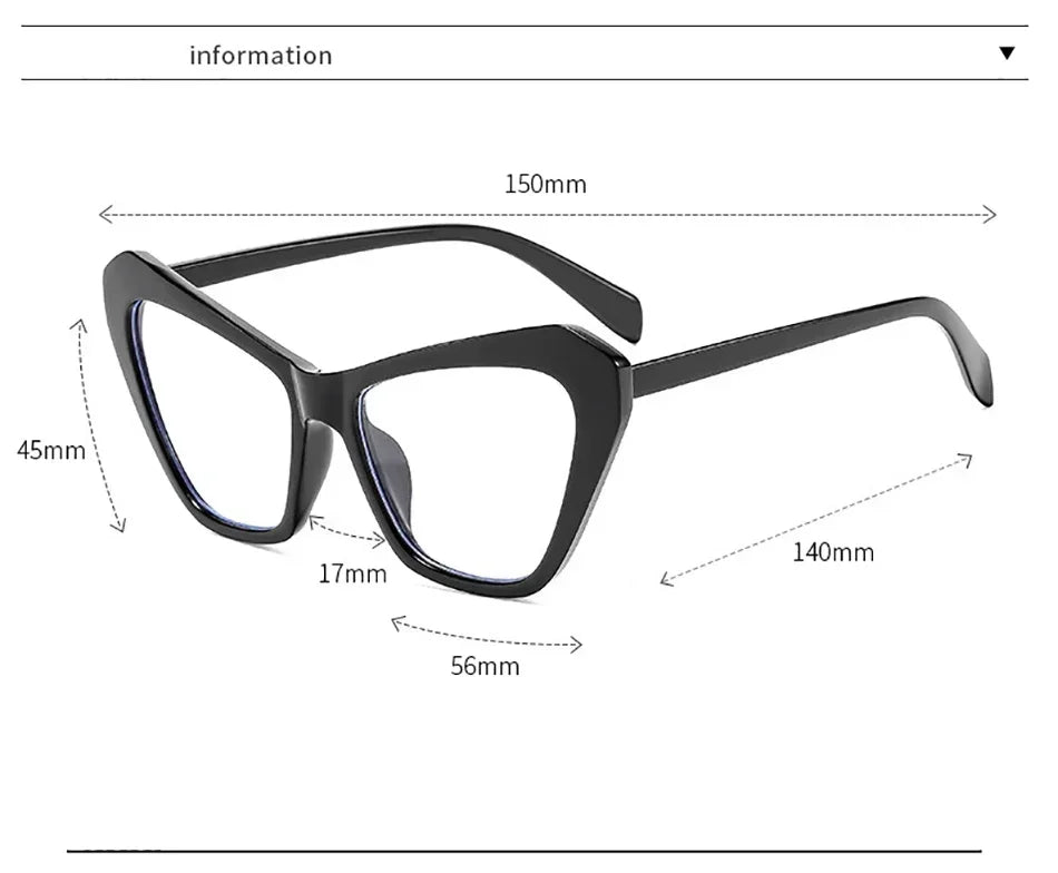 Oversized Cat Eye Glasses - Fashion Reading Glasses with Color Collision Frames & Anti Blue Light