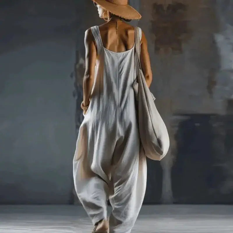 Elegant Square Collar Hollow Women's Jumpsuits 2026 Spring Solid Sleeveless Office Rompers Summer Baggy Trousers Pocket Overalls by Adornity