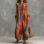 Jumpsuit Tatting Lace Collection Exclusive Edition: full-length color-block halter jumpsuit in premium polyester blend.