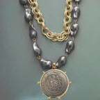 Coin Pendant Necklace - Large British Penny Collectibles Charm With Figaro Chain by Adornity