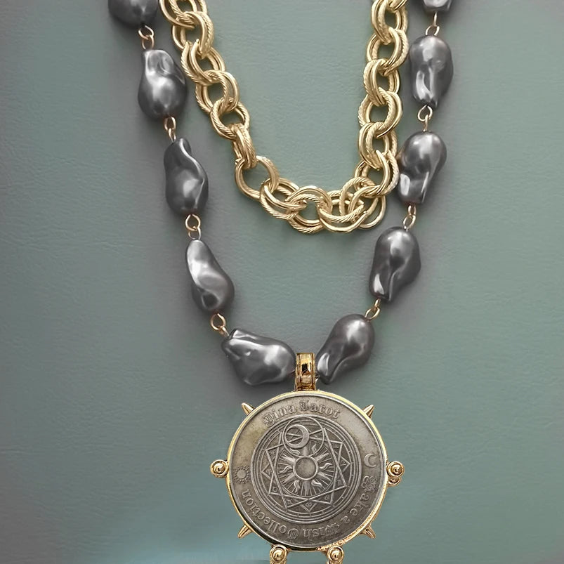 Coin Pendant Necklace - Large British Penny Collectibles Charm With Figaro Chain