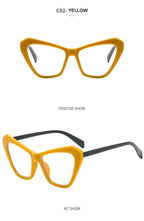 Chic Oversized Cat Eye Glasses – Color Block Blue Light