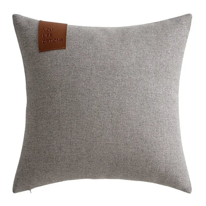 Leather Label Splicing Throw Pillow Cover Cushion Nordic Pillowcase