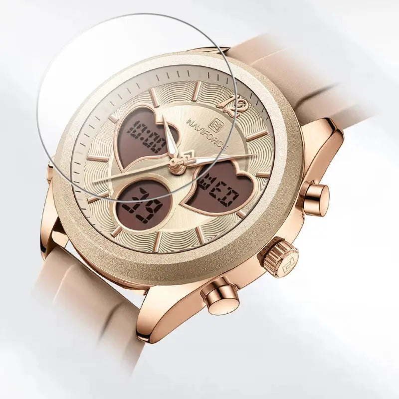 Heart Shape Watch – Dual Display Analog-Digital by Adornity