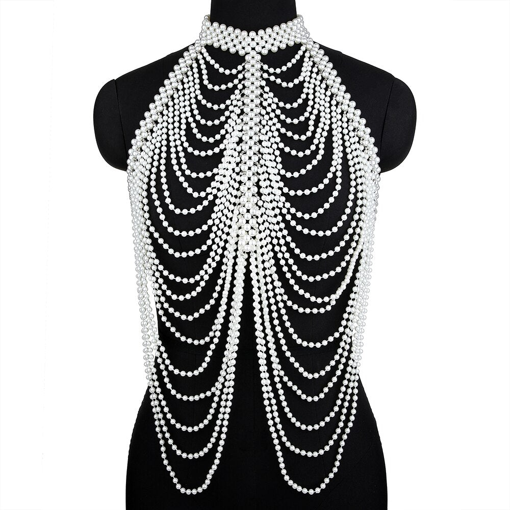 Pearl Body Chain Necklace Shawl Shoulder Jewelry