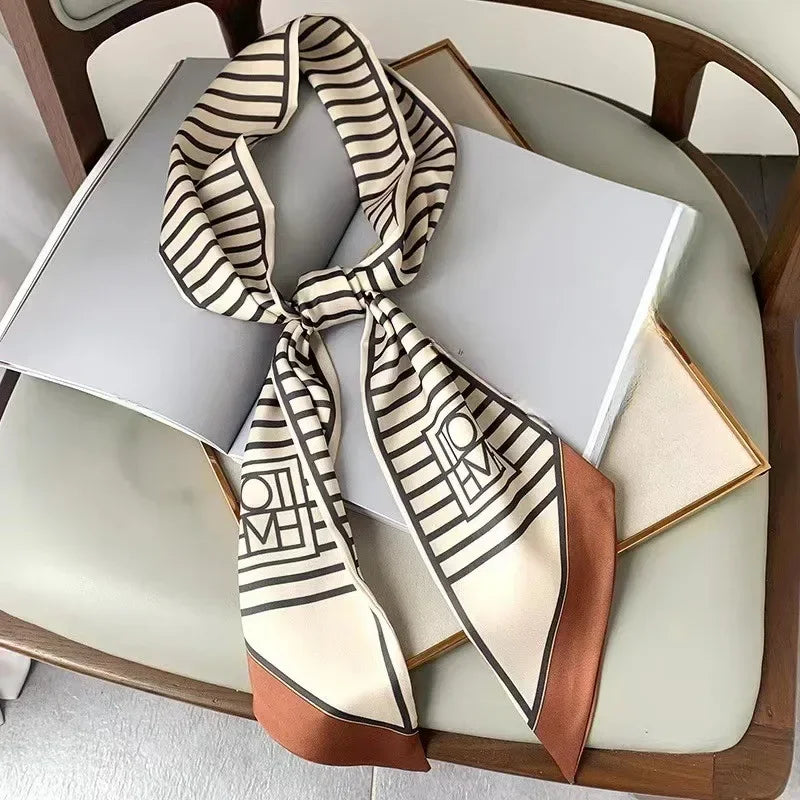 Brand Design Zebra In Flowers Women Scarf Luxury Silk Scarf Fashion Hair Headband Foulard Skinny Bag Scarves Neckerchief