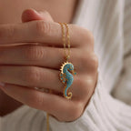 Seahorse Pendant Necklace | 18K Gold Plated Stainless Steel with Zircon Inlay, Jewelry for Women by Adornity