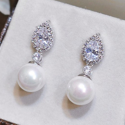 Exquisite Simulated Pearl Bridal Earrings