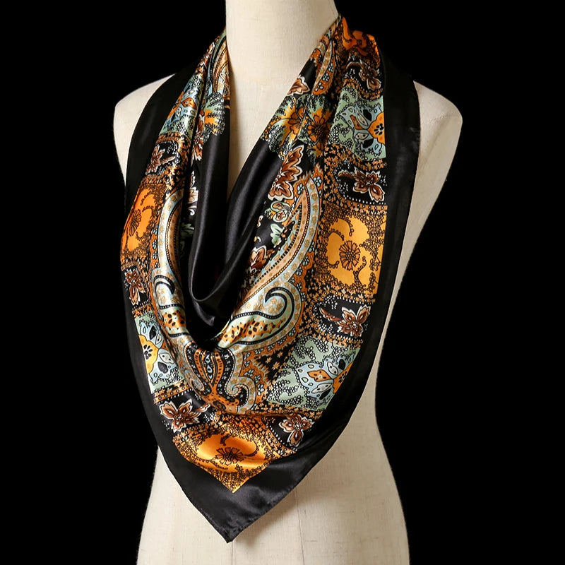 Silk Square Scarf - Lightweight Satin Hijab Wrap & Fashion Neckerchief