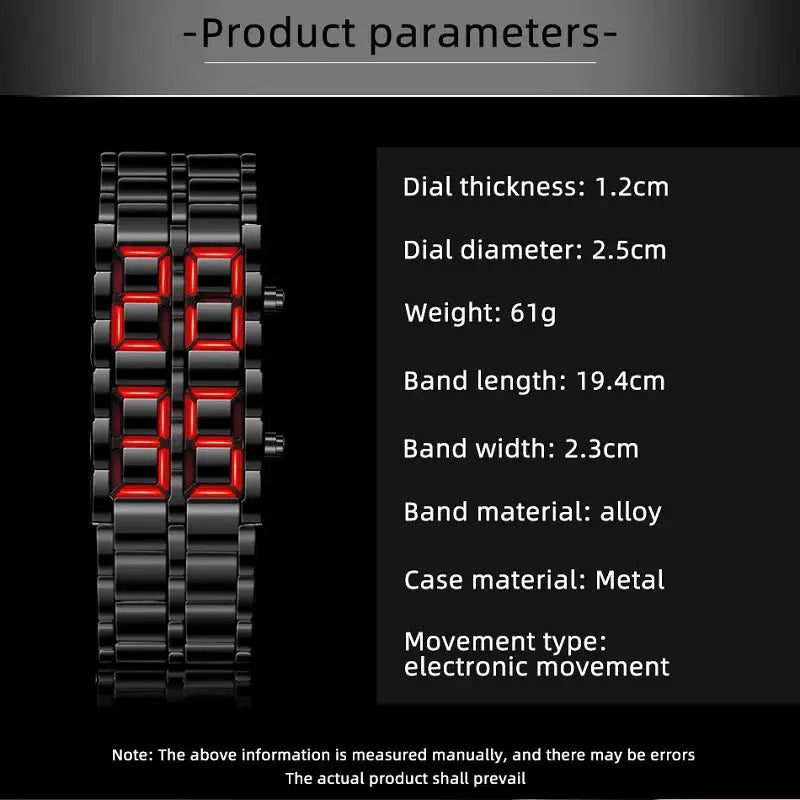 Fashion Mens Digital Lava Wrist Watch Men Black Full Metal Red Blue LED Display Watches Gifts for Male Boy Sport Creative Clock by Adornity
