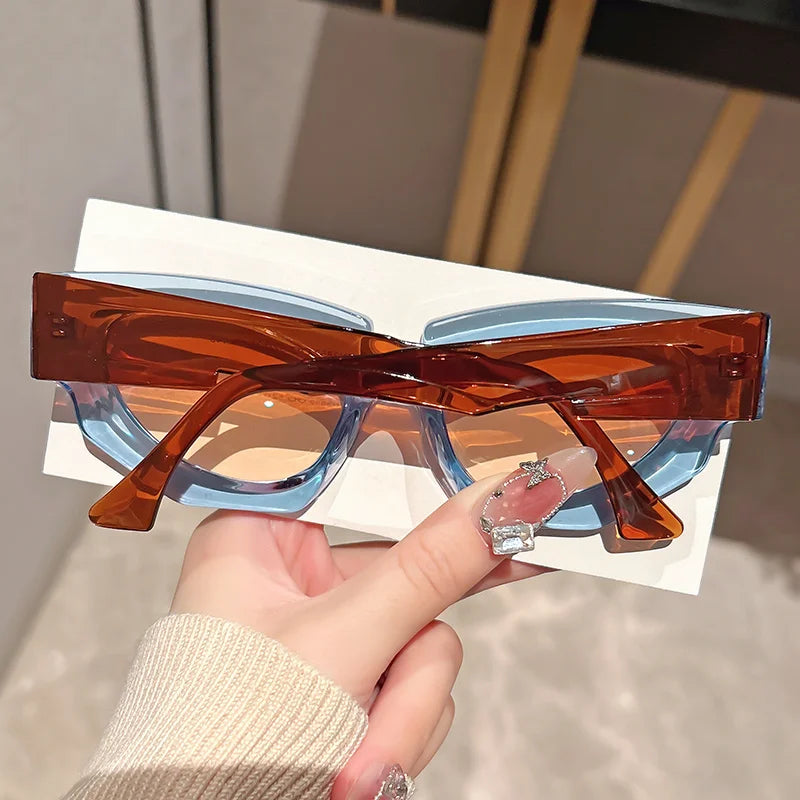Cat Eye Sunglasses – Fashion Thick Frame Plastic Eyewear for Women, Gradient Lens