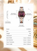 Women Stainless Steel Watch - Waterproof Analog Bracelet With Date Display by Adornity