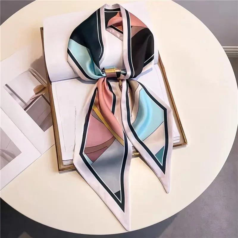 Brand Design Zebra In Flowers Women Scarf Luxury Silk Scarf Fashion Hair Headband Foulard Skinny Bag Scarves Neckerchief