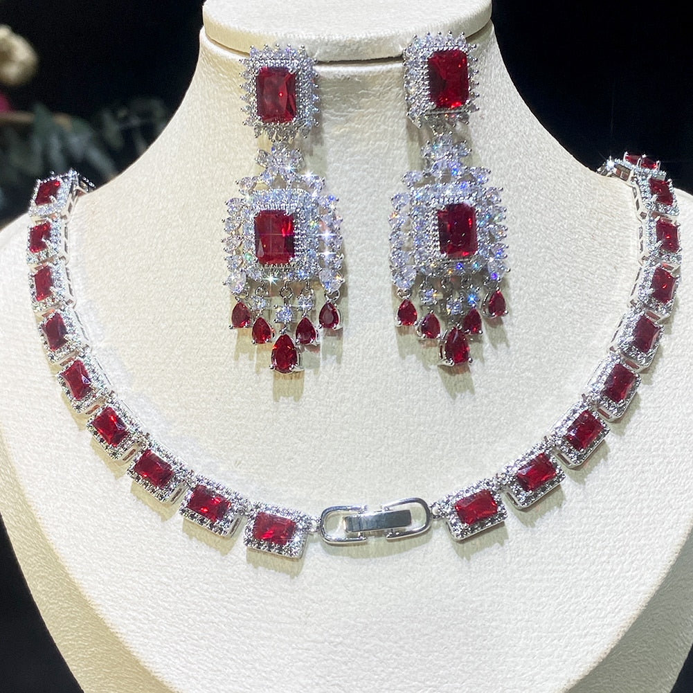 Exquisite Multicolored CZ Stone Geometric Jewelry Set