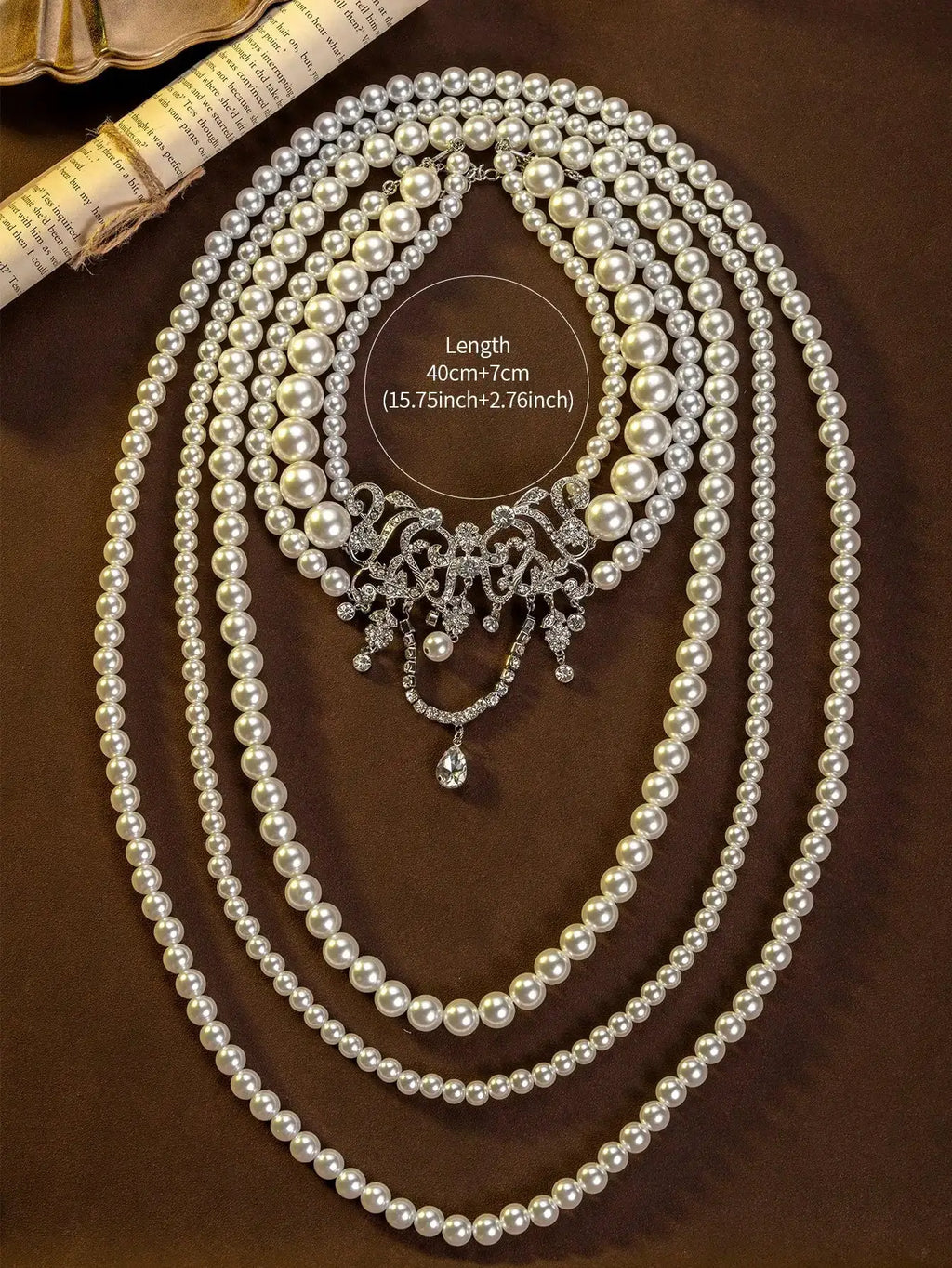 Vintage Bowknot Necklace – Multi-Layer Faux Pearl Long Fashion Jewelry by Adornity