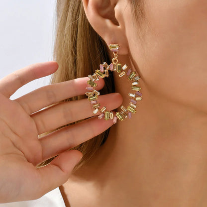 Elegant Rhinestone Round Statement Earrings