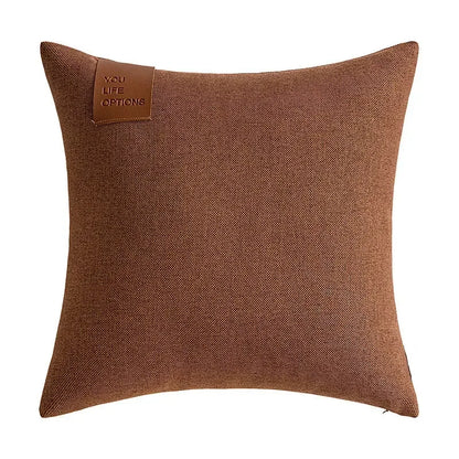 Leather Label Splicing Throw Pillow Cover Cushion Nordic Pillowcase