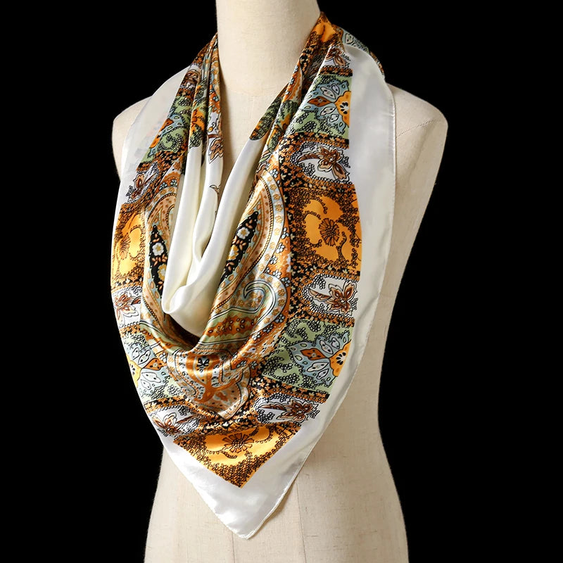 Silk Square Scarf - Lightweight Satin Hijab Wrap & Fashion Neckerchief