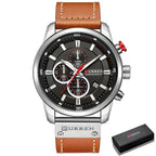 CURREN 8291 Mens Quartz Chronograph Watch Casual Leather Military Sport Fashion Gentleman Wristwatch by Adornity