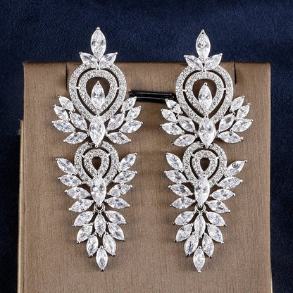 Luxury Marquise Zircon Drop Earrings, AAA Cubic Zirconia Jewelry