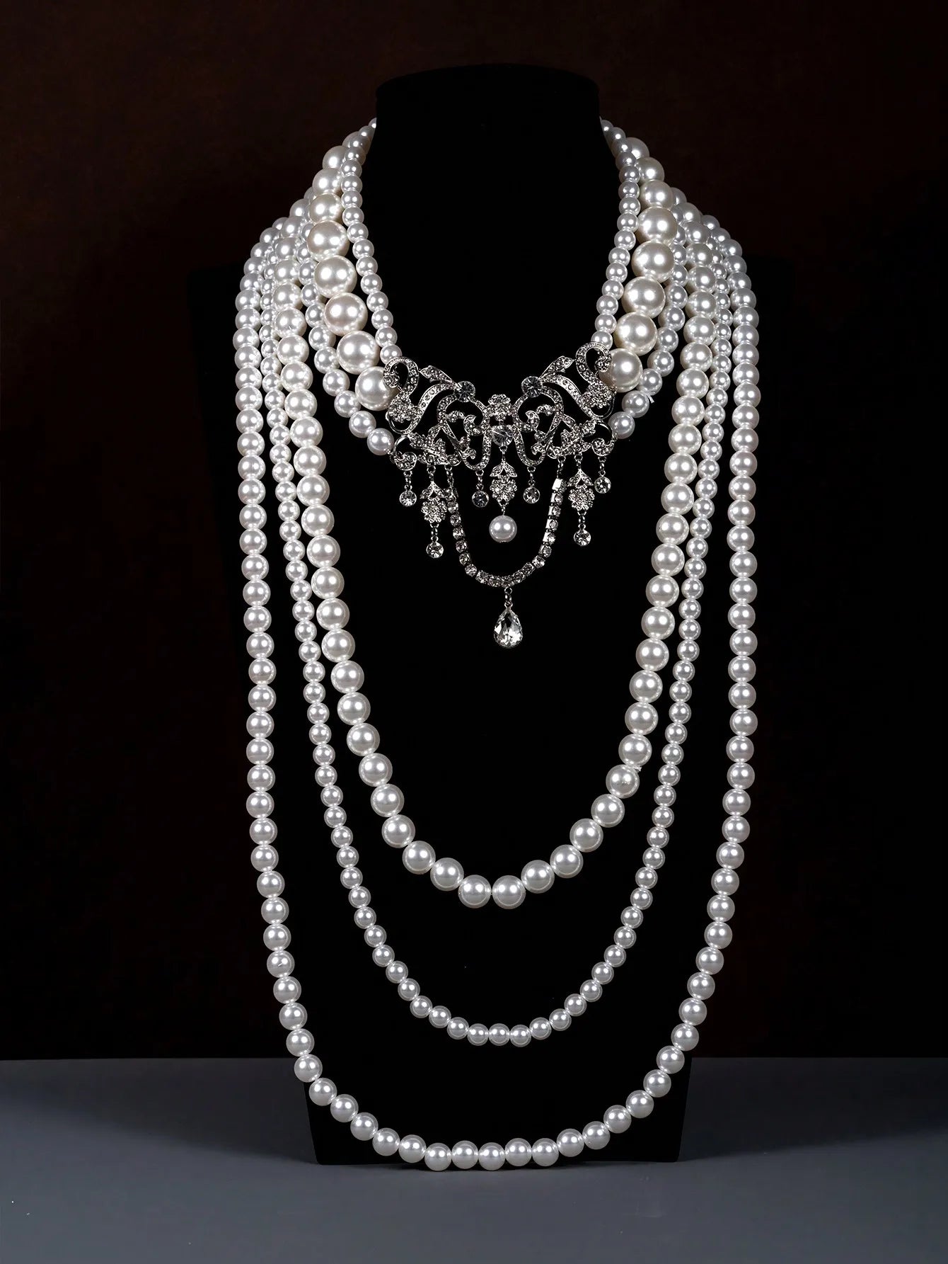 Vintage Bowknot Necklace – Multi-Layer Faux Pearl Long Fashion Jewelry