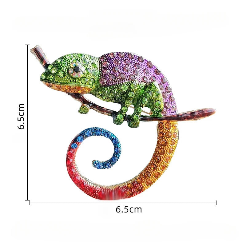 fashion rhinestone inlaid chameleon brooch