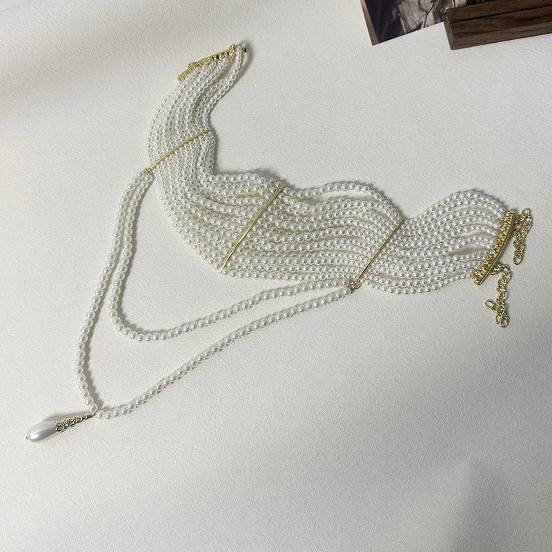 Pearl Tassel Necklace – Vintage Multi-Layered Teardrop Pendant Jewelry