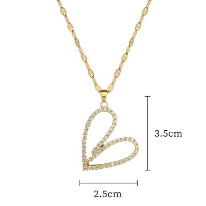 Creative Hollow Heart Stainless Steel Pendant Necklace