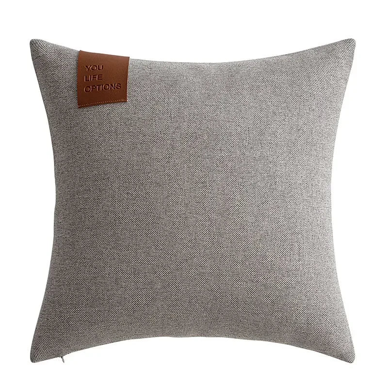 Leather Label Splicing Throw Pillow Cover Cushion Nordic Pillowcase