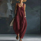 Women's Jumpsuits and Rompers 2026 Spring Sexy Square Collar Backless Chic Playsuit Summer Sleeveless Wide Leg Trousers Overalls by Adornity