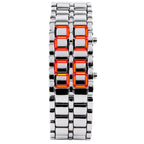 Fashion Mens Digital Lava Wrist Watch Men Black Full Metal Red Blue LED Display Watches Gifts for Male Boy Sport Creative Clock by Adornity