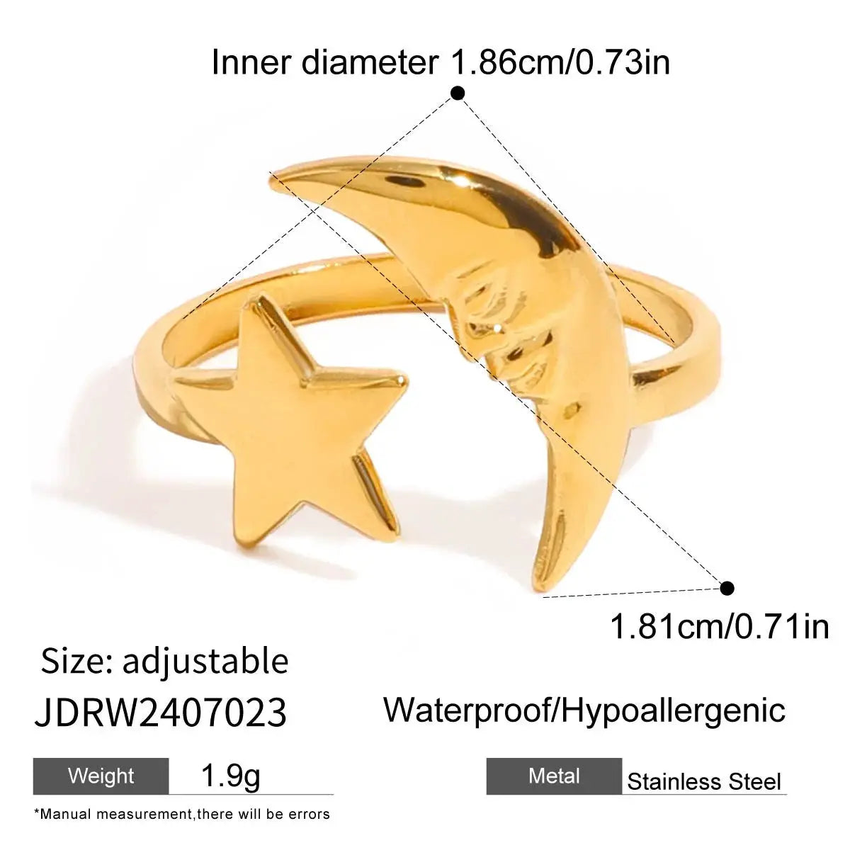 European and American Natural Stone Ring Titanium Steel Non-Fading Hand Jewelry for Women High-End Stainless Steel Jewelry by Adornity