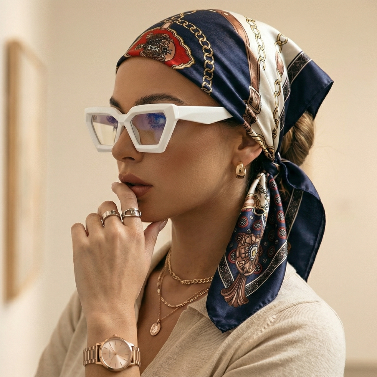 Silk Square Scarf – 90x90 Satin Wrap