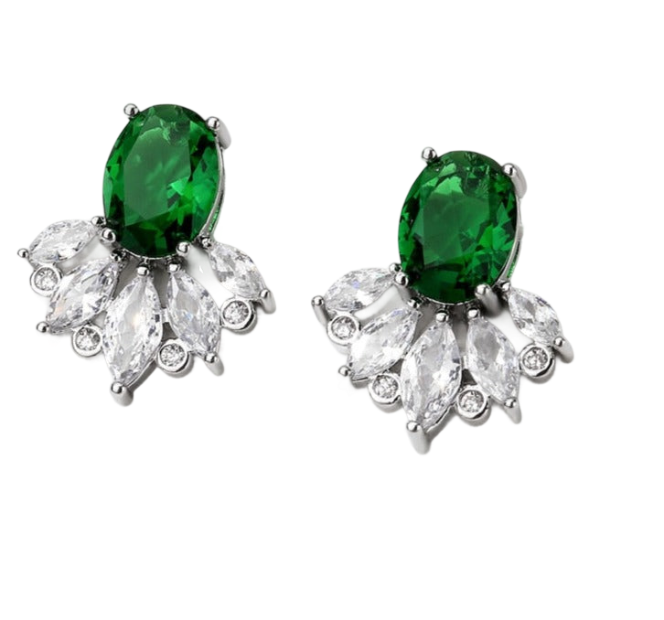 a pair of green and white earrings