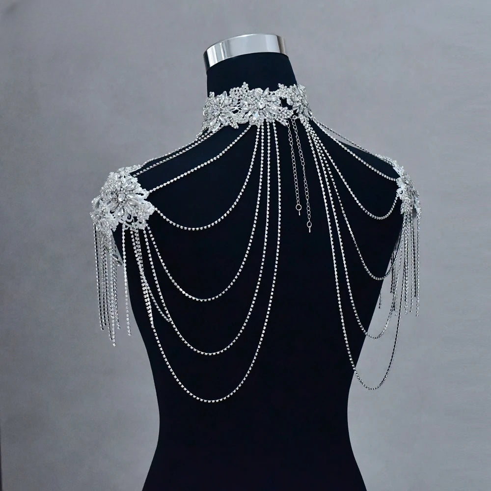 a mannequin with chains and pearls on it