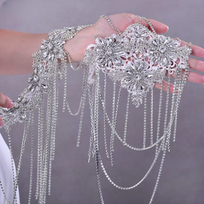 a close up of a person holding a chain