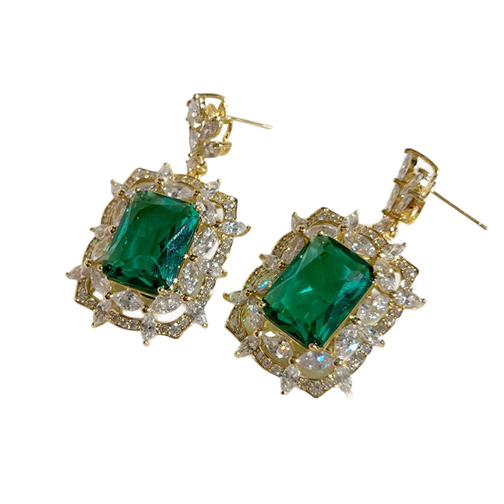 Radiant Green Emerald Geometric Drop Earrings
 
 Discover the elegance and trendiness of our Green Emerald Cubic Zirconia Earrings. Crafted from high-quality copper alloy and adorned with radiant cubic zirconiaGlam DuchessGlam DuchessRadiant Green Emerald Geometric Drop Earrings