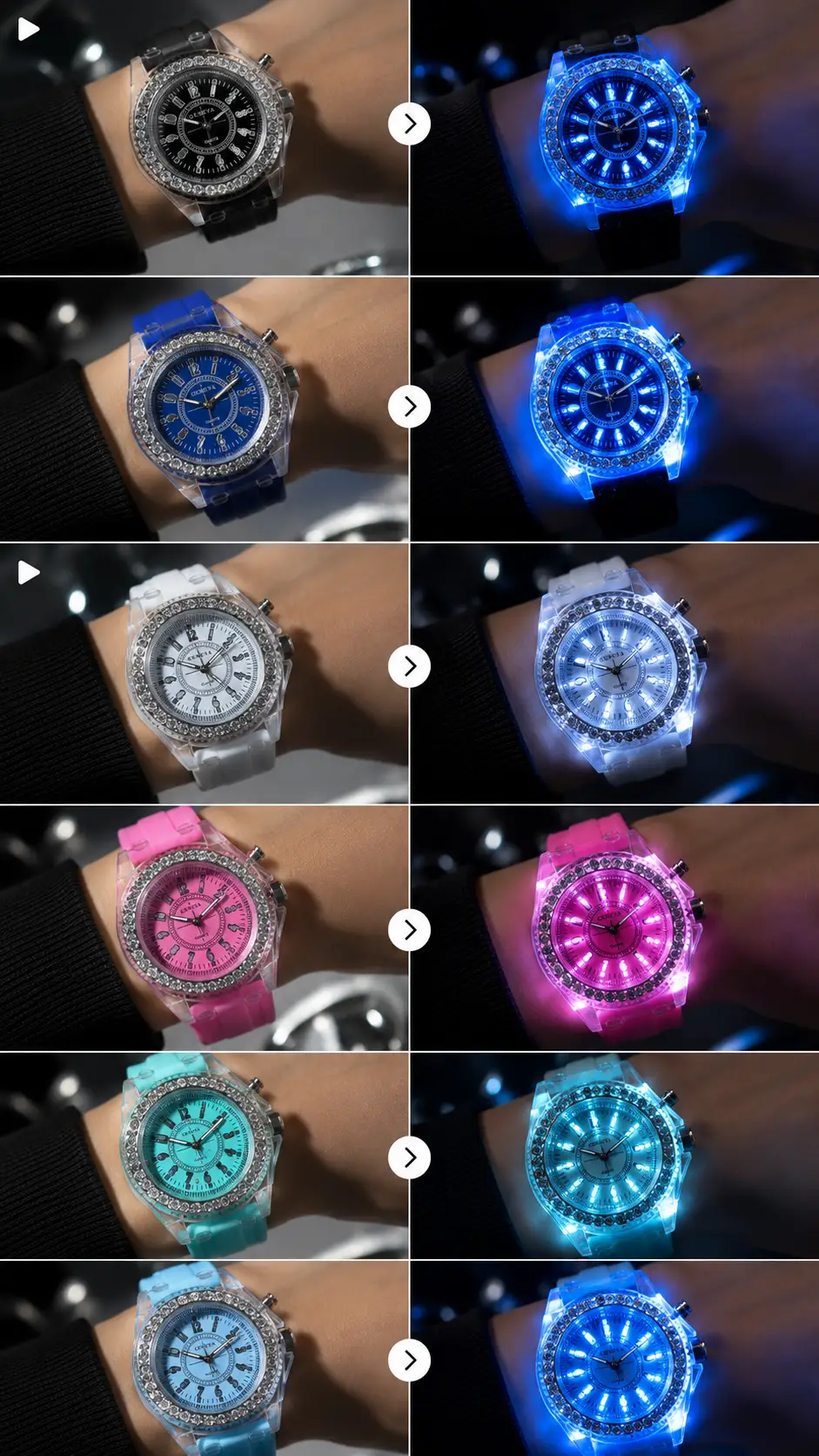 Watch Rhinestone Elite Silicone LED Luminous Edition by Adornity