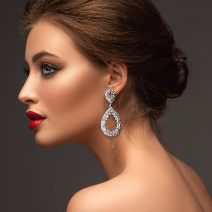 Chic Crystal Bridal Drop Earrings - Luxurious Wedding  Bridesmaid Jewelry