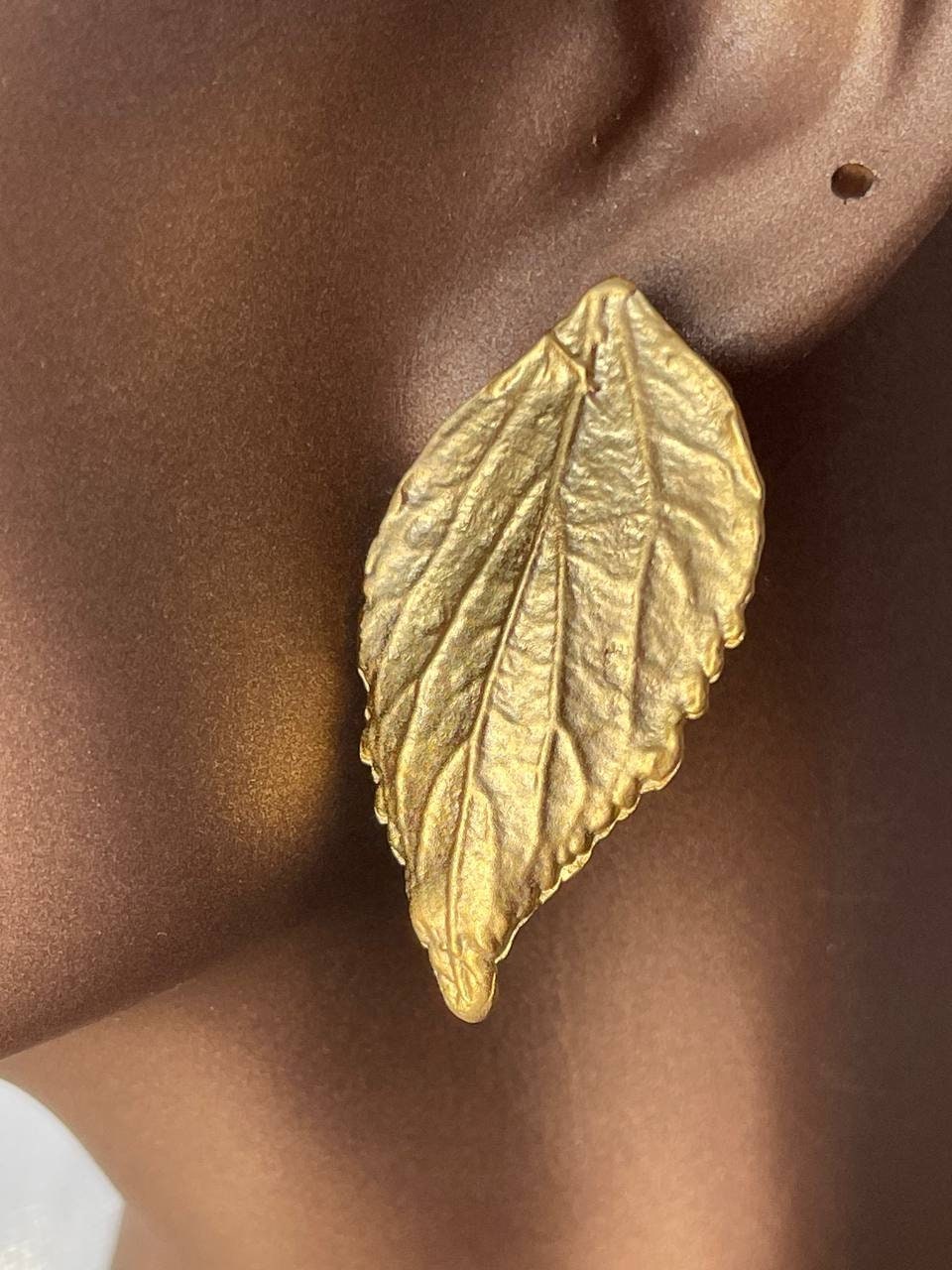 Gold Plated Leaf Necklace and Earrings Set - Modern Bohemian Jewelry Gift