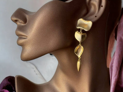 Gold Geometric Drop Earrings - Handmade Minimalist Statement Jewelry